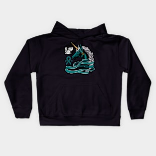 No Longer Silent, Unicorn, Sexual Assault Awareness Month Kids Hoodie